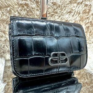 Balenciaga Black Croc-Embossed Wallet